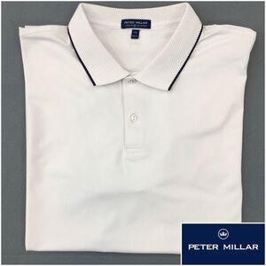 PETER MILLAR Mens Golf Polo Shirt Size‎ 2XL Crown Crafted Performance White
